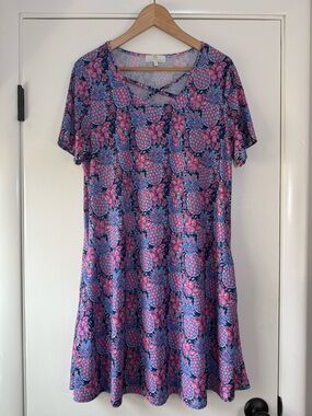 Simply Southern Lightweight Colorful Pineapple Dress Swim Coverup Beach Large